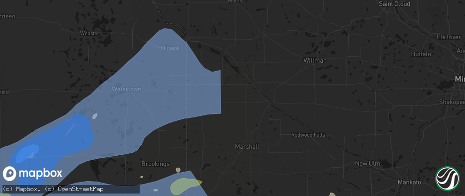 Hail map in Boyd, MN on July 2, 2026