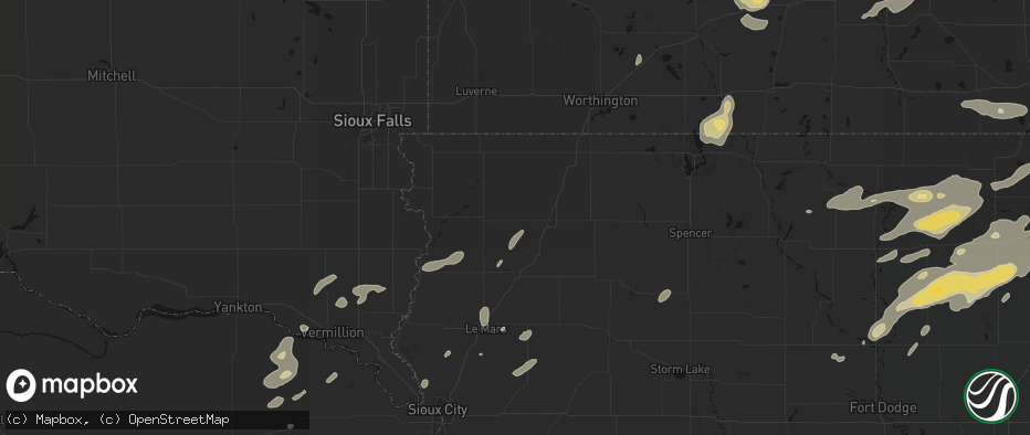 Hail map in Boyden, IA on July 2, 2026