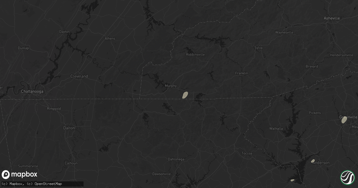 Hail map in Brasstown, NC on July 2, 2026