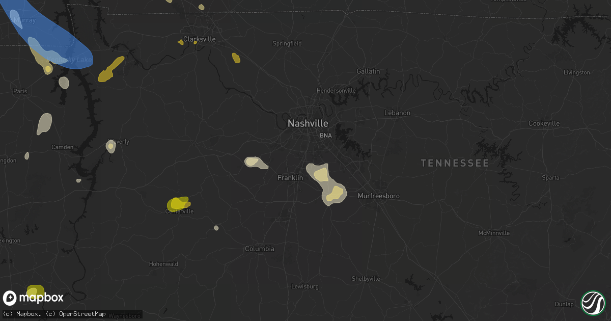 Hail map in Brentwood, TN on July 2, 2026