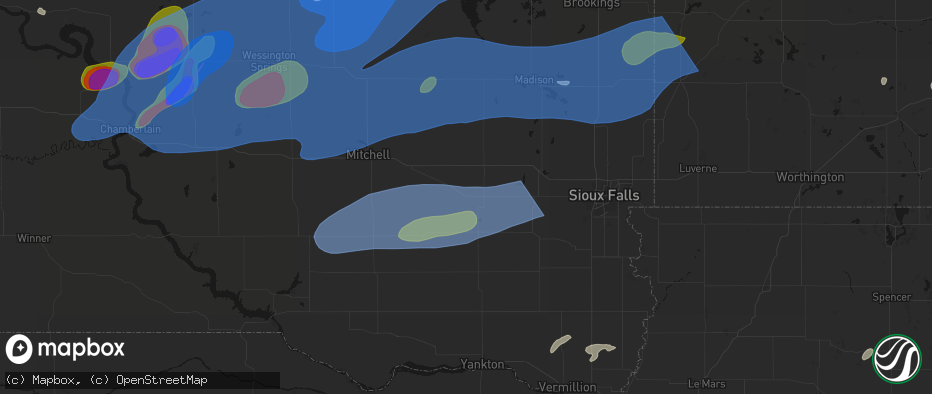 Hail map in Bridgewater, SD on July 2, 2026