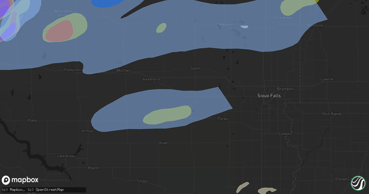 Hail map in Bridgewater, SD on July 2, 2026
