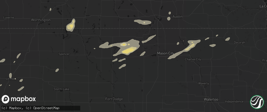 Hail map in Britt, IA on July 2, 2026