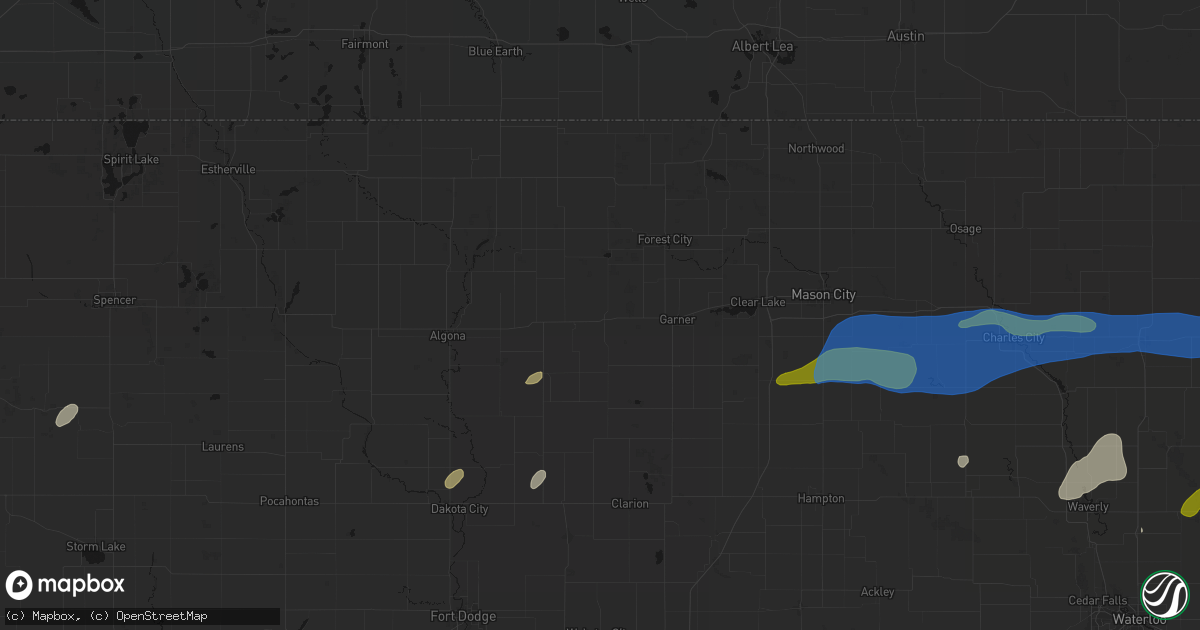 Hail map in Britt, IA on July 2, 2026