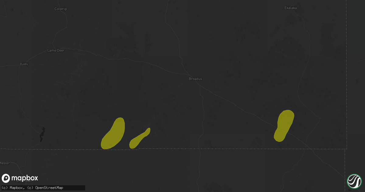 Hail map in Broadus, MT on July 2, 2026