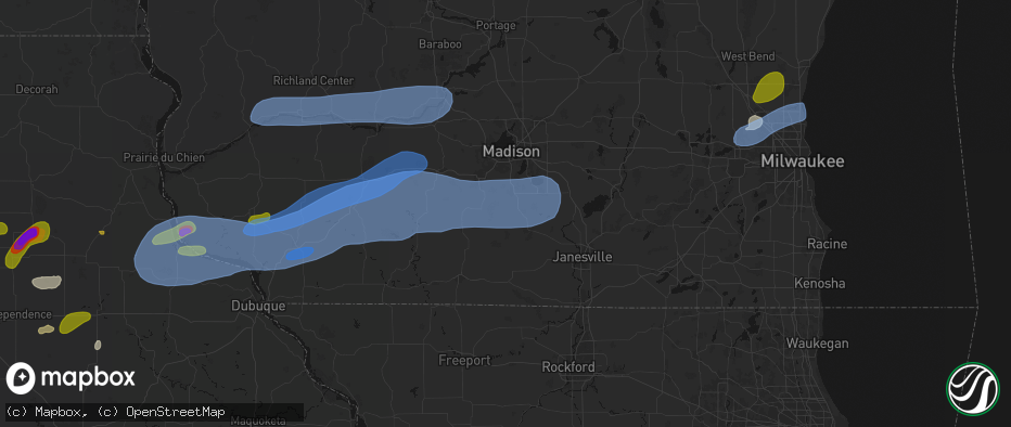 Hail map in Brooklyn, WI on July 2, 2026