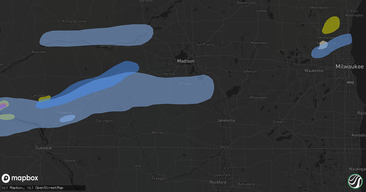 Hail map in Brooklyn, WI on July 2, 2026