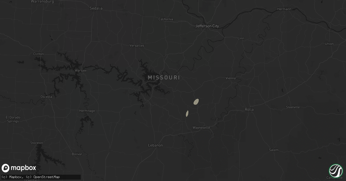 Hail map in Brumley, MO on July 2, 2026