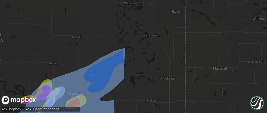 Hail map in Bryant, SD on July 2, 2026