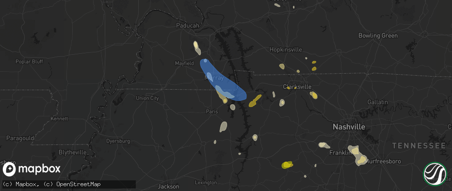 Hail map in Buchanan, TN on July 2, 2026