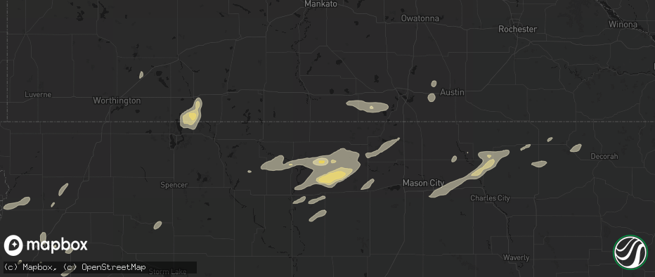 Hail map in Buffalo Center, IA on July 2, 2026