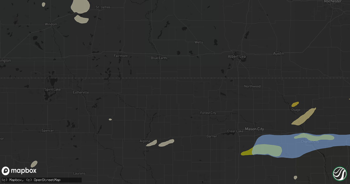 Hail map in Buffalo Center, IA on July 2, 2026