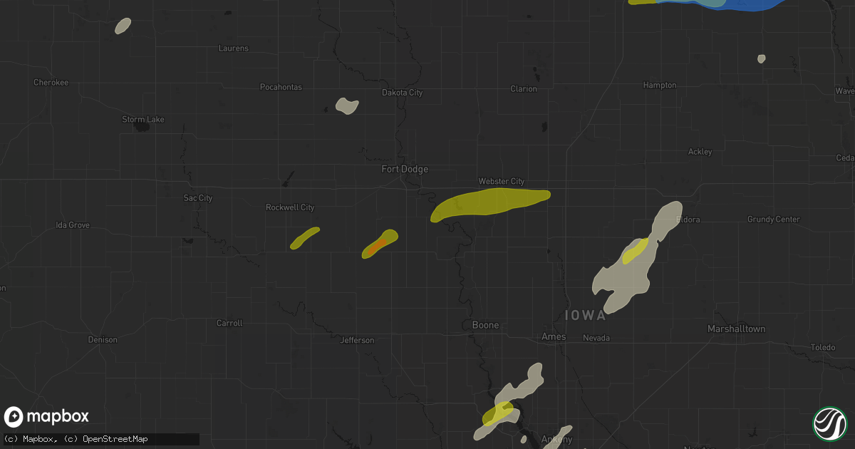 Hail map in Burnside, IA on July 2, 2026