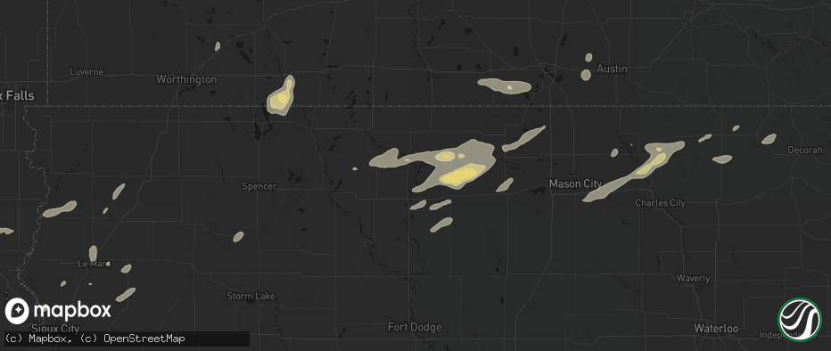 Hail map in Burt, IA on July 2, 2026