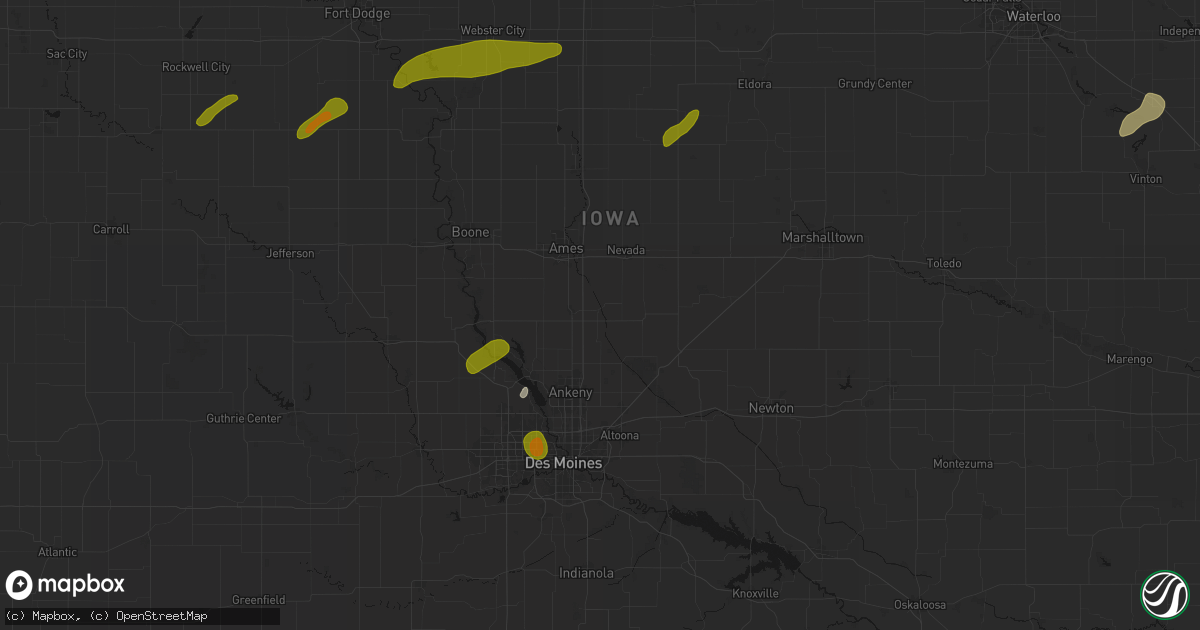 Hail map in Cambridge, IA on July 2, 2026