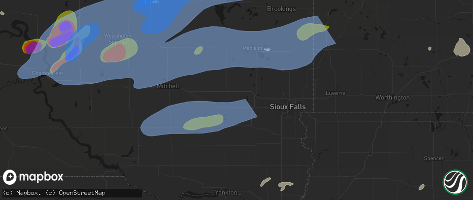 Hail map in Canistota, SD on July 2, 2026