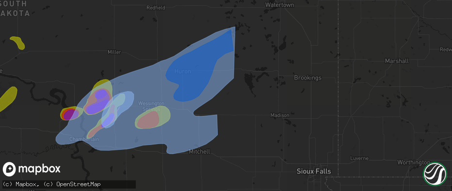 Hail map in Carthage, SD on July 2, 2026