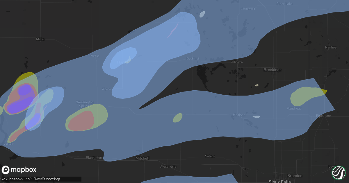 Hail map in Carthage, SD on July 2, 2026