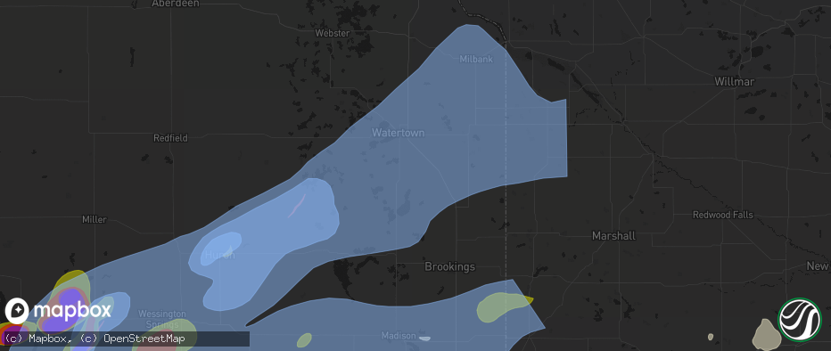 Hail map in Castlewood, SD on July 2, 2026