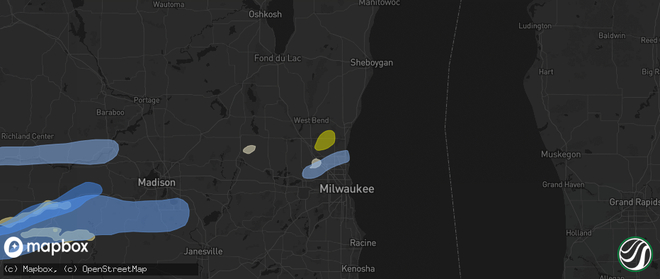 Hail map in Cedarburg, WI on July 2, 2026