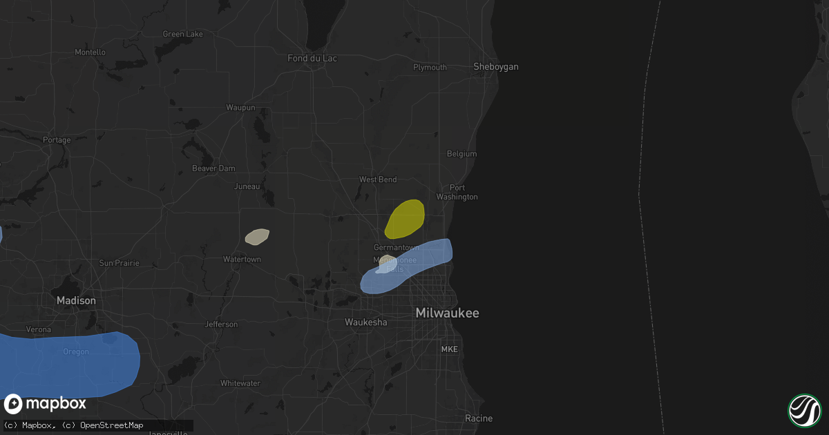 Hail map in Cedarburg, WI on July 2, 2026
