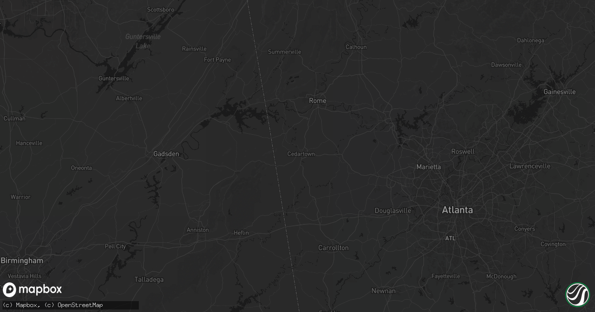 Hail map in Cedartown, GA on July 2, 2026