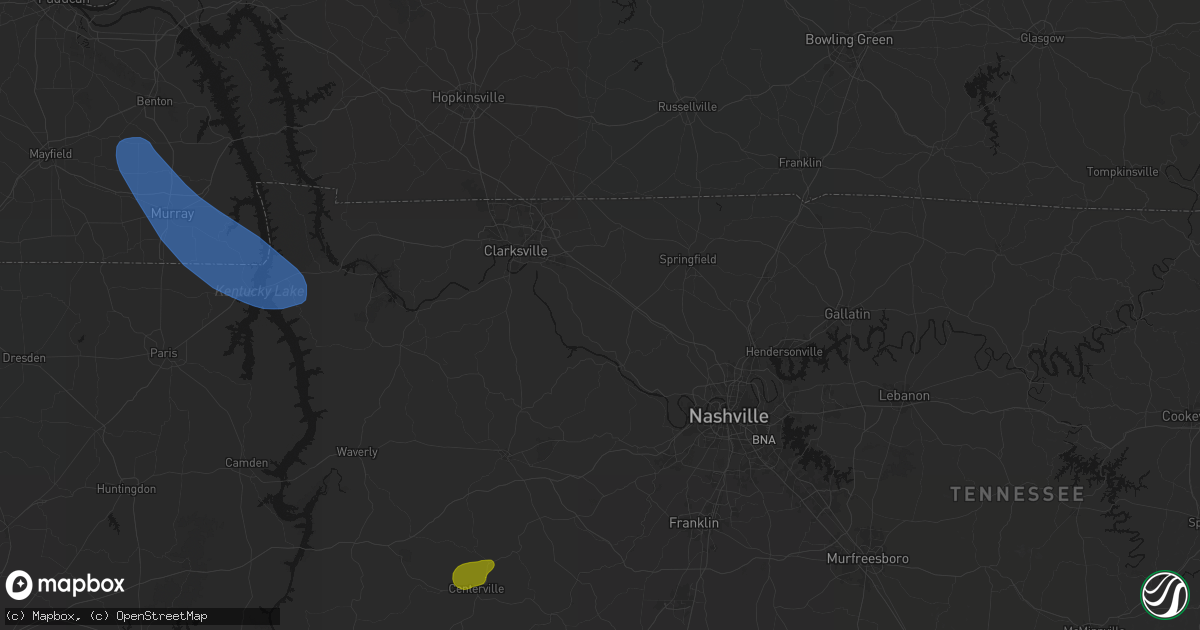 Hail map in Chapmansboro, TN on July 2, 2026