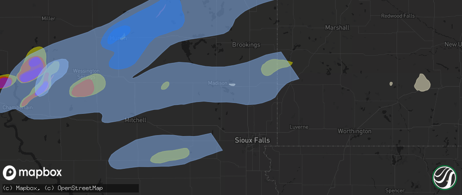 Hail map in Chester, SD on July 2, 2026