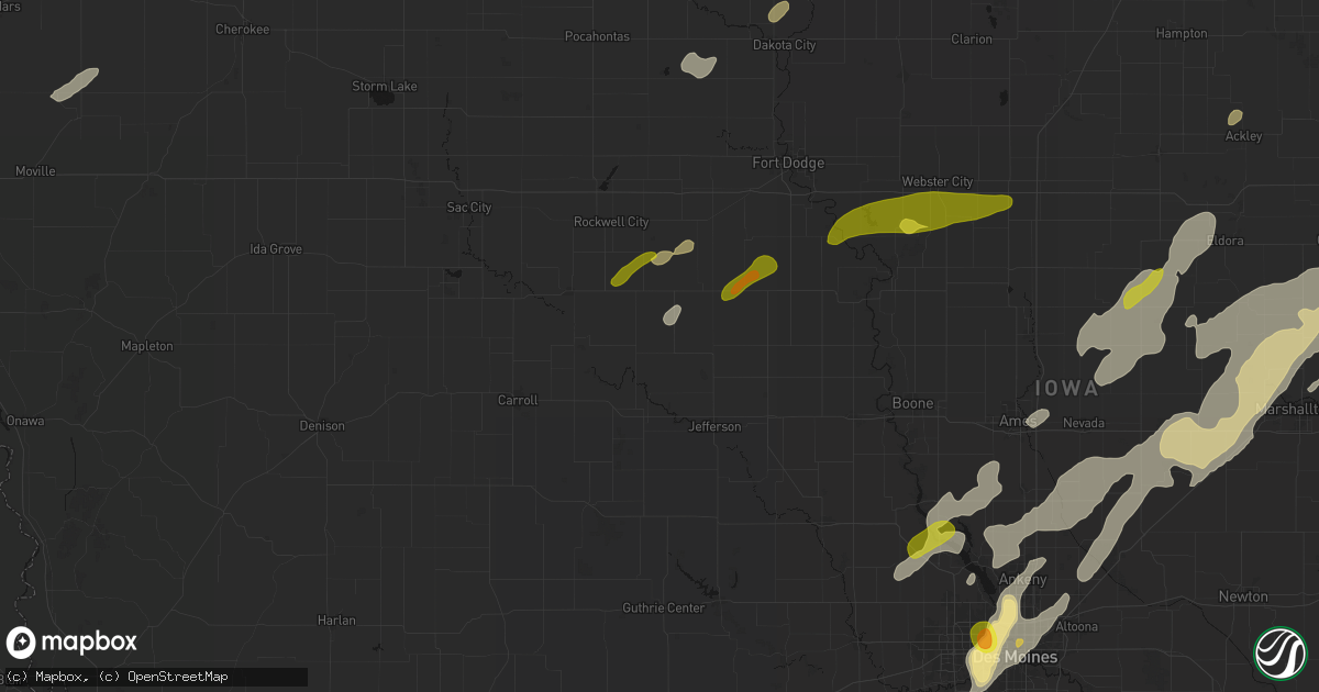 Hail map in Churdan, IA on July 2, 2026