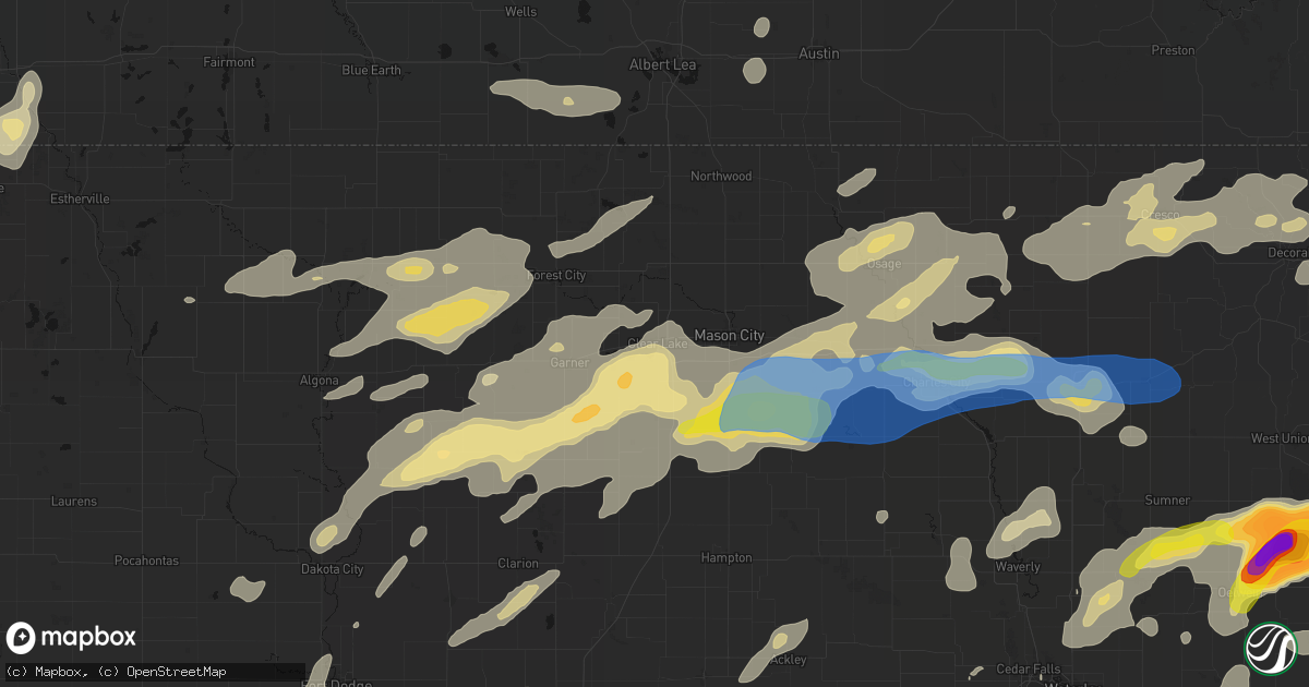 Hail map in Clear Lake, IA on July 2, 2026