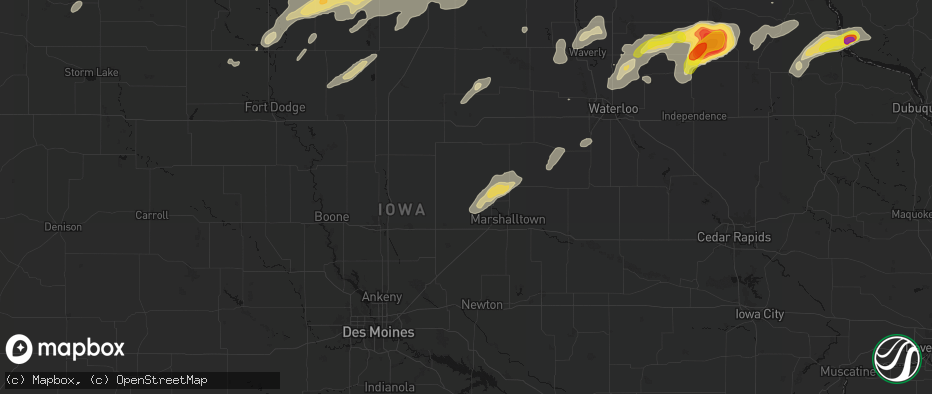 Hail map in Clemons, IA on July 2, 2026