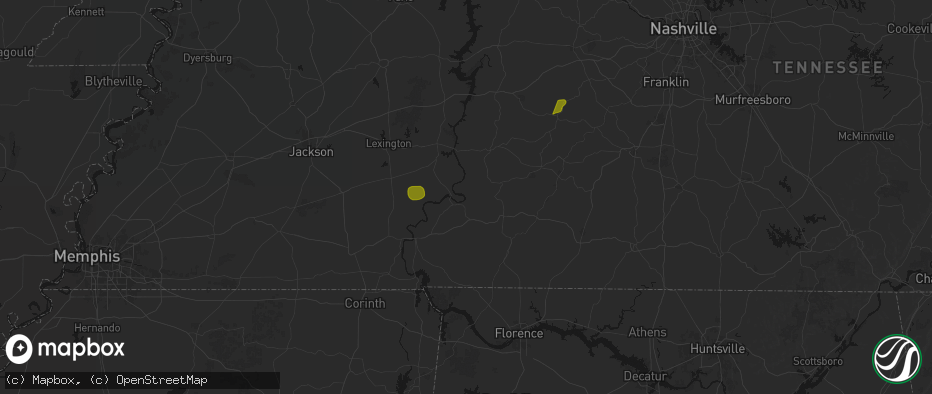 Hail map in Clifton, TN on July 2, 2026