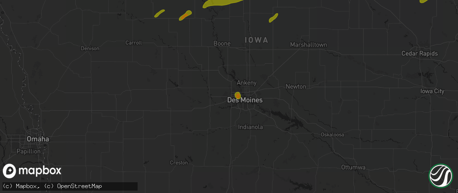 Hail map in Clive, IA on July 2, 2026