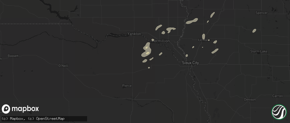 Hail map in Coleridge, NE on July 2, 2026