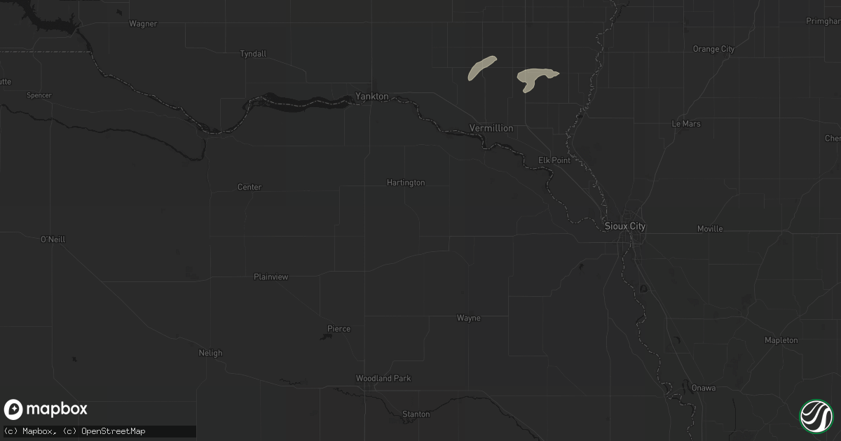 Hail map in Coleridge, NE on July 2, 2026