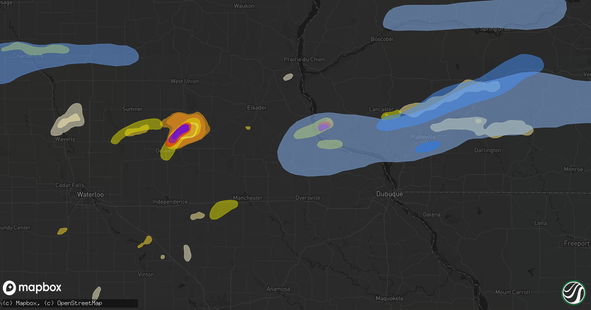 Hail map in Colesburg, IA on July 2, 2026