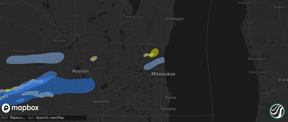 Hail map in Colgate, WI on July 2, 2026