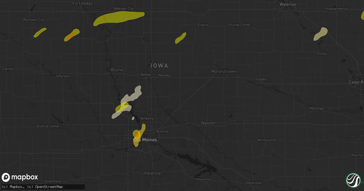 Hail map in Collins, IA on July 2, 2026