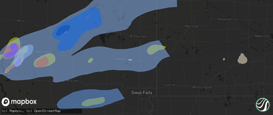 Hail map in Colman, SD on July 2, 2026