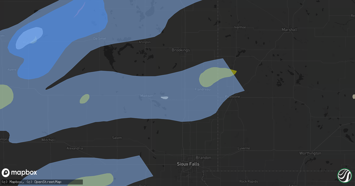 Hail map in Colman, SD on July 2, 2026