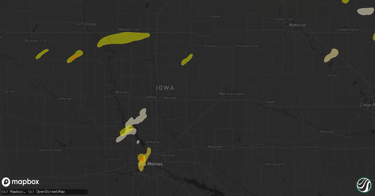 Hail map in Colo, IA on July 2, 2026