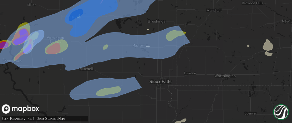 Hail map in Colton, SD on July 2, 2026