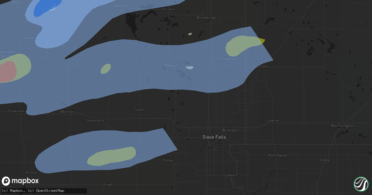 Hail map in Colton, SD on July 2, 2026