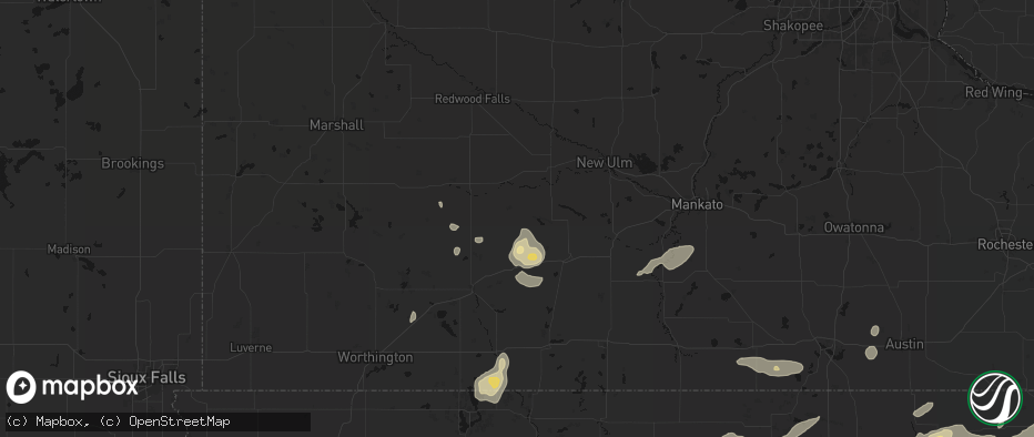 Hail map in Comfrey, MN on July 2, 2026