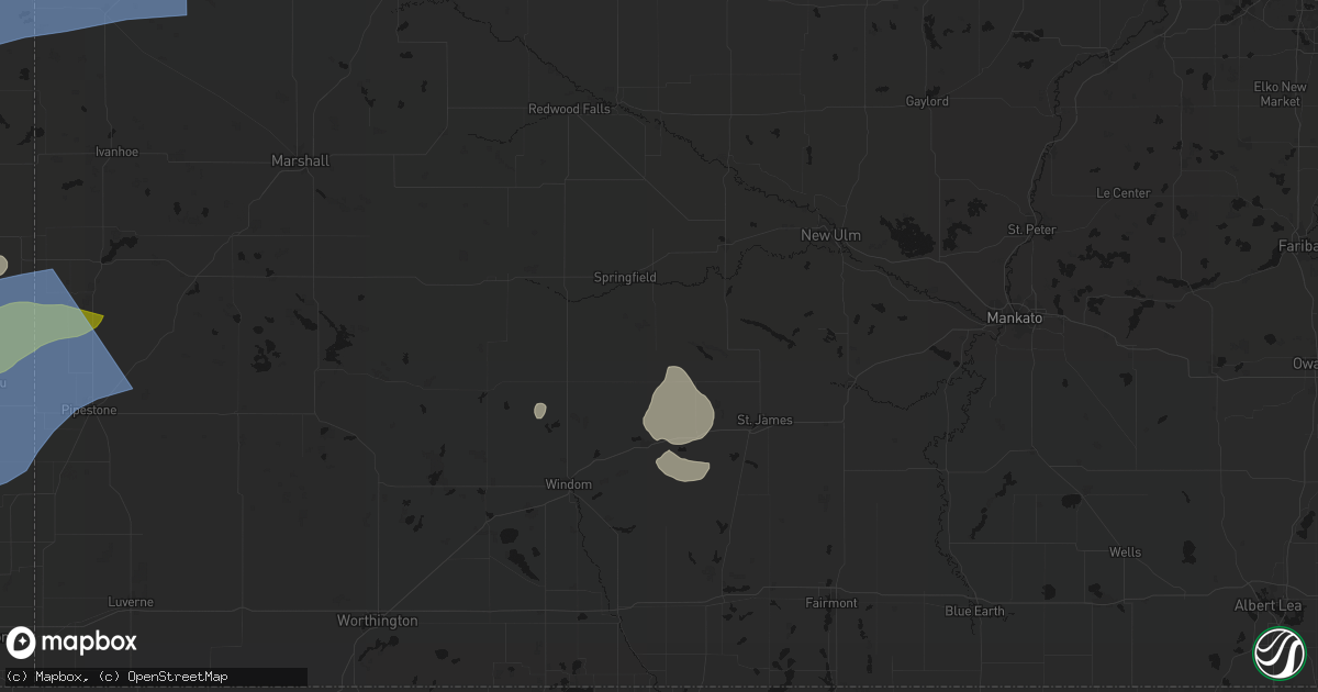 Hail map in Comfrey, MN on July 2, 2026