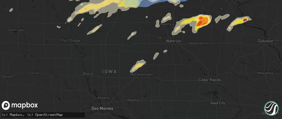Hail map in Conrad, IA on July 2, 2026
