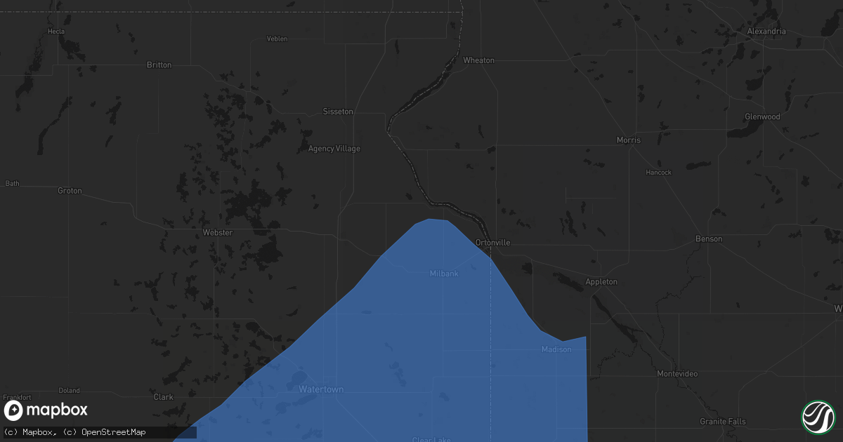 Hail map in Corona, SD on July 2, 2026