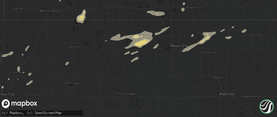 Hail map in Corwith, IA on July 2, 2026