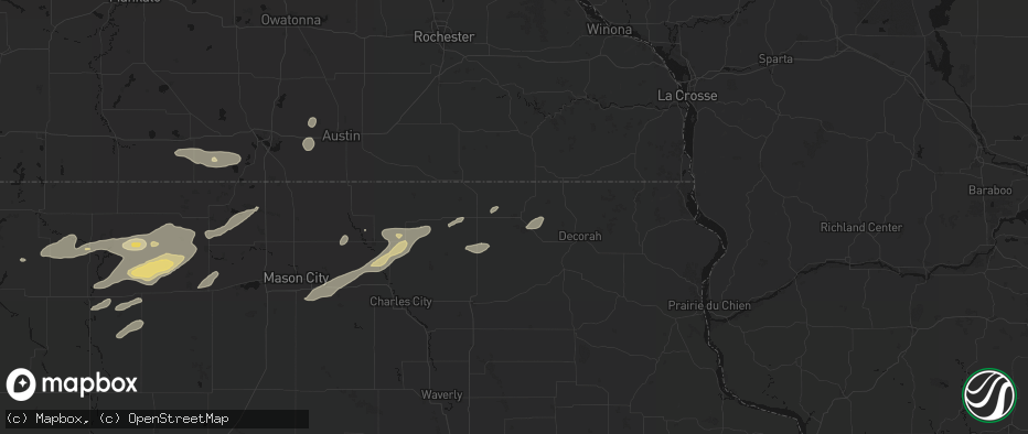 Hail map in Cresco, IA on July 2, 2026