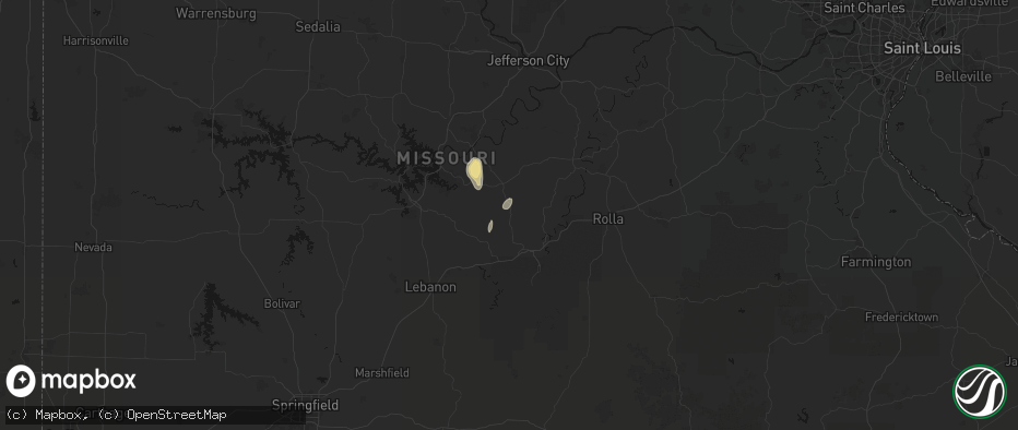 Hail map in Crocker, MO on July 2, 2026